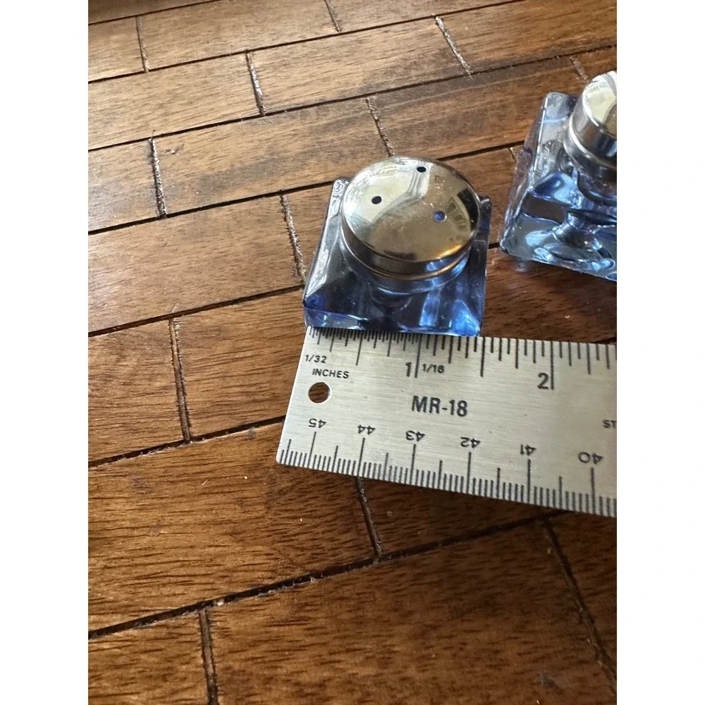 Vintage Pottery‎ Barn Monterey Salt Pepper Shakers Glass Stainless Steel